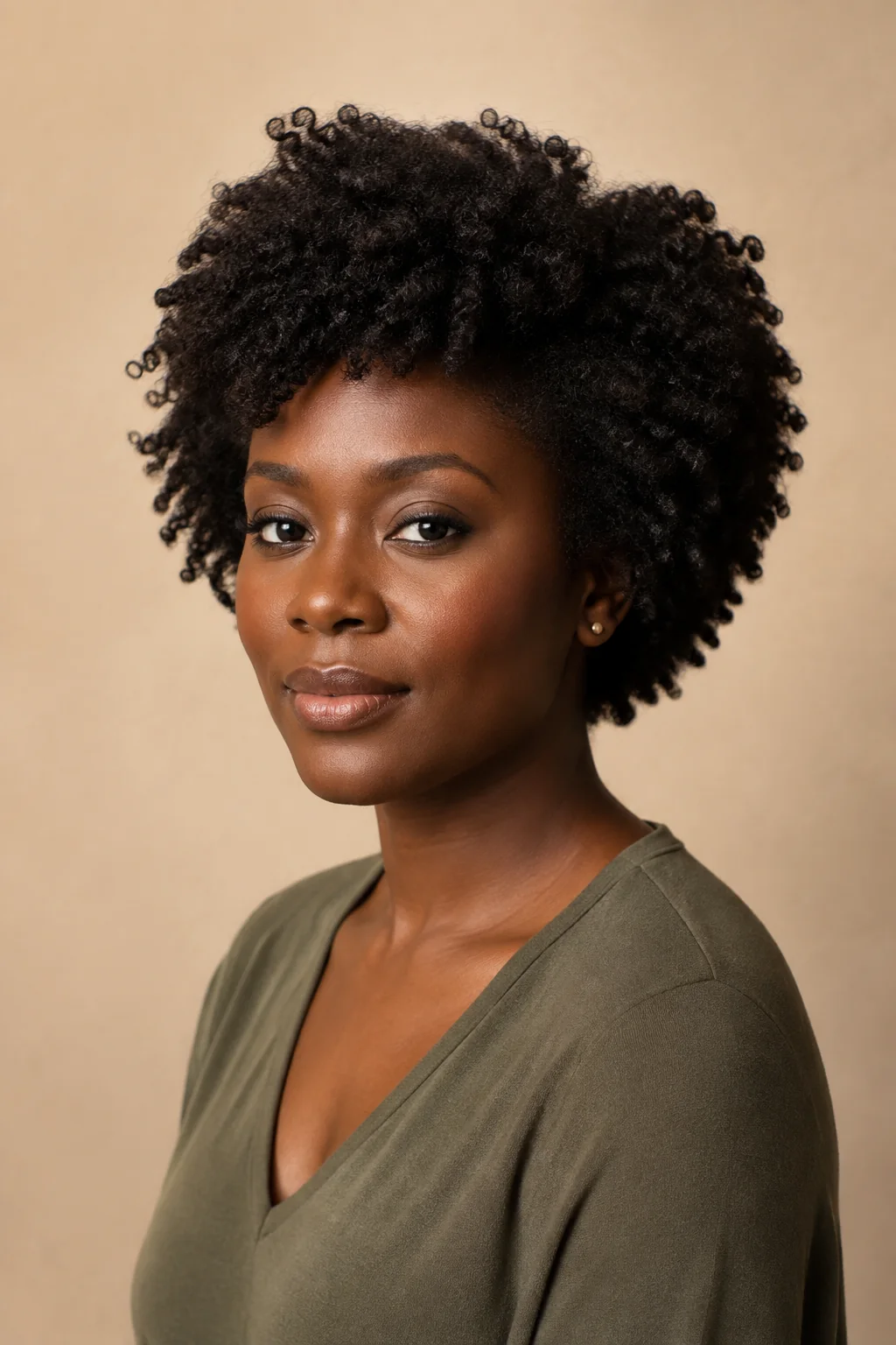 Editorial portrait with defined natural coils